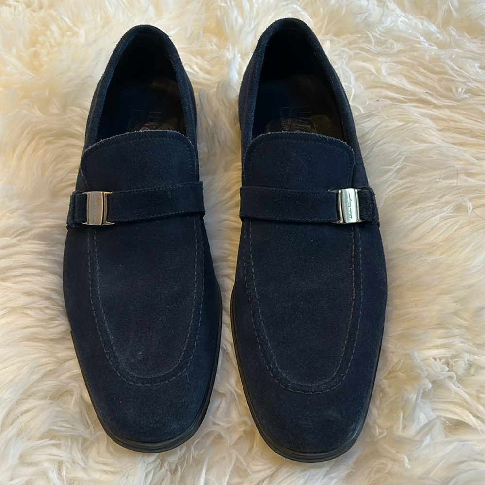 Salvatore Ferragamo blue suede men’s shoes